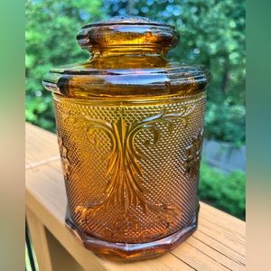 Tiara Indiana Amber Glass Biscuit Jar